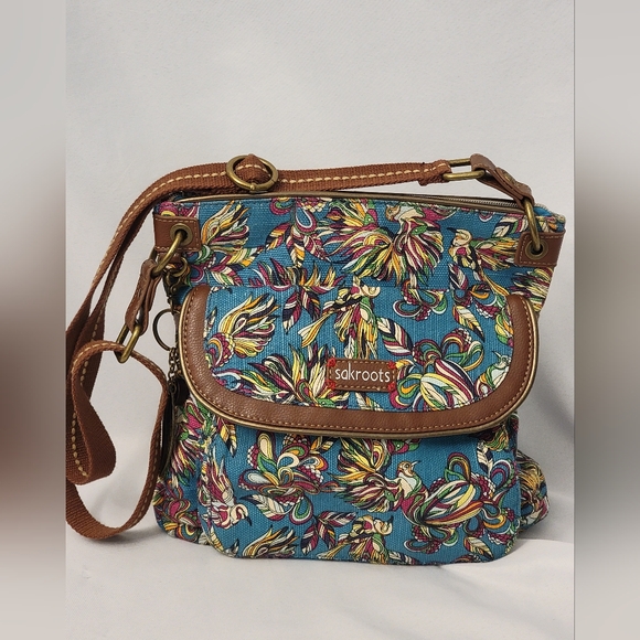 Sakroots Artist Circle Flat Teal Treehouse Crossbody Bag - Picture 1 of 13